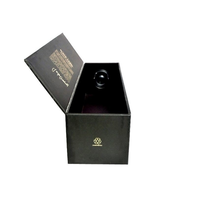 Kotak Kemasan Botol Anggur Hitam Dengan Cetak UV Foil Emas Stamping Embossing