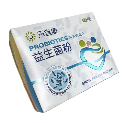 Kotak Kertas Obat Perawatan Kesehatan Untuk Bubuk Probiotik 375g Kertas kartu perak, kotak kertas Mylar