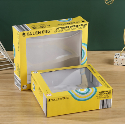 4C PMS offset Toy Packaging Box dengan bahan Kertas Bergelombang Window E Flute